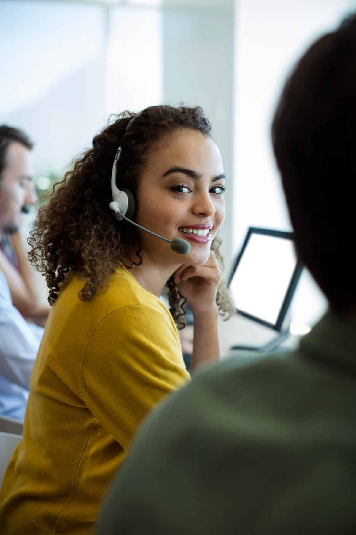 Customer service executive working at office