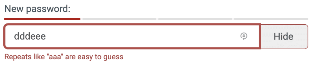 dddeee is a weak password