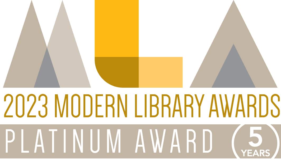 Logo showing: 2023 Modern Library Awards. Platinum Award (5 years)